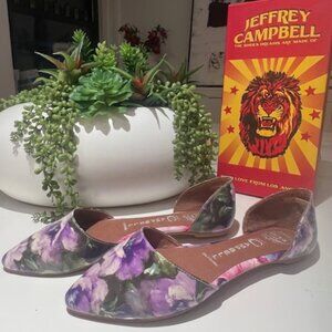 Jeffrey Campbell In-Love Patent Purple Floral Flat Pumps Size: 6.5